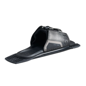 Rear angled view of Stance UltraLite Adjustable Rear Toe Plate open showing padded interior and HO logo.
