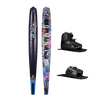 Top and base of the Future OMNI - Wacky Toons waterski's vibrant cartoon graphics, shown with Stance 110 Front Boot and RTP.