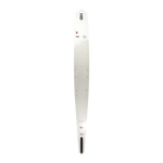 Top view of Omni Ultra White waterski in white with a subtle pattern, mounting inserts, and a small logo near the tip.