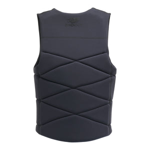 Back view of Syndicate Zero Vest in black showing quilted diamond panel design.