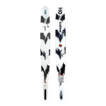 Side-by-side top and base views of the Sabre ski, displaying its white and black abstract design.