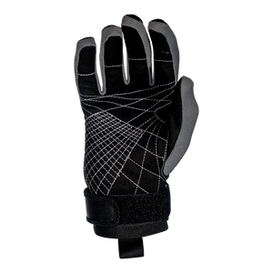 Palm view of the Pro Grip Glove showing black suede with white grip-enhancing stitching.