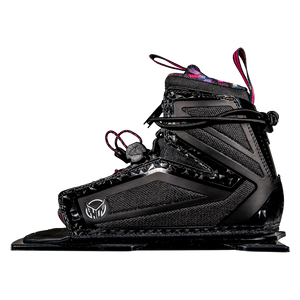 Side view of the Women's Stance 110 Front binding in black with pink accents, featuring a lace-up closure and HO Sports logo.