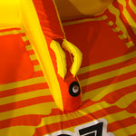 Detail view of 2G Tube interior with grab handle and padded seating.