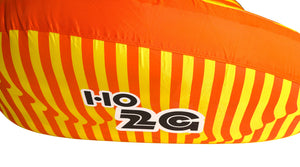 Close-up of the 2G Tube's orange and yellow striped side with the HO 2G logo.