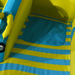 Close-up view of 3G Tube interior with padded grab handle and blue seating.