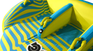 Angled detail view of 3G Tube showing divider with yellow grab handle.