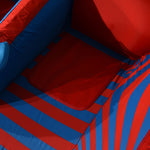 Detail view of 4G Tube interior with blue grab handle and padded seating.