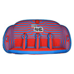 Front view of 4G Tube in red and blue stripes with four padded seat dividers.