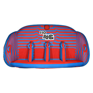 Front view of 4G Tube in red and blue stripes with four padded seat dividers.