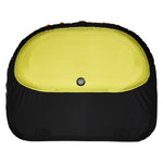 Bottom view of Glide 3 Tube in yellow and black with center drain opening.