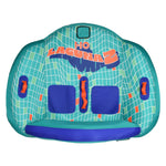 Front view of Laguna 2 Tube in teal and blue with orange handles and grid pattern.