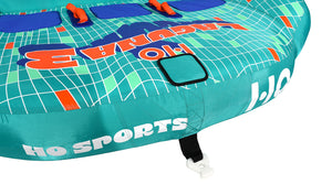 Close-up angled view of Laguna 3 Tube front tow point and logo design.