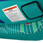 Close-up bottom view of Laguna 3 Tube with warning label and teal patch.