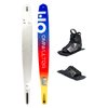 Top and base view of Omni Ultra White ski with yellow to blue fade, shown with ATOP boot and toe plate.