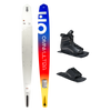 Top and base view of Omni Ultra White ski with yellow to blue fade, shown with UltraLite boot and toe plate.