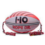 Front view of Rope Doctor tube towing device with red, gray, and black design.