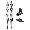 Top and base view of Sabre ski with black and white pattern, shown with ATOP boot and rear toe plate.