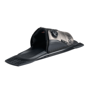 Rear angled view of Stance ATOP Adjustable Rear Toe Plate in black and gray with ATOP dial.