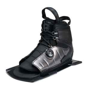 Angled view of Stance ATOP Front Boot in black and gray with ATOP dial and lace system.