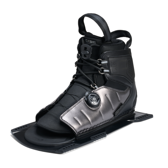 Angled view of Stance ATOP Front Boot in black and gray with ATOP dial and lace system.