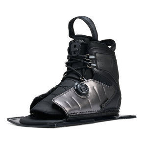 Angled view of Stance ATOP Front Boot in black and gray showing reinforced panels and padded fit.