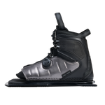 Opposite side view of Stance ATOP Front Boot in black and gray with structured base plate.