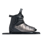 Opposite side view of Stance ATOP Rear Boot in black and gray with logo detail and open toe.