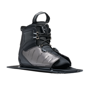 Angled view of Stance ATOP Rear Boot in black and gray with lace system and padded ankle support.