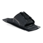 Angled view of Stance Aluminum Adjustable Rear Toe Plate in black with lace system and open design.