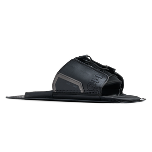 Opposite side view of Stance Aluminum Adjustable Rear Toe Plate in black with stitched side panel.