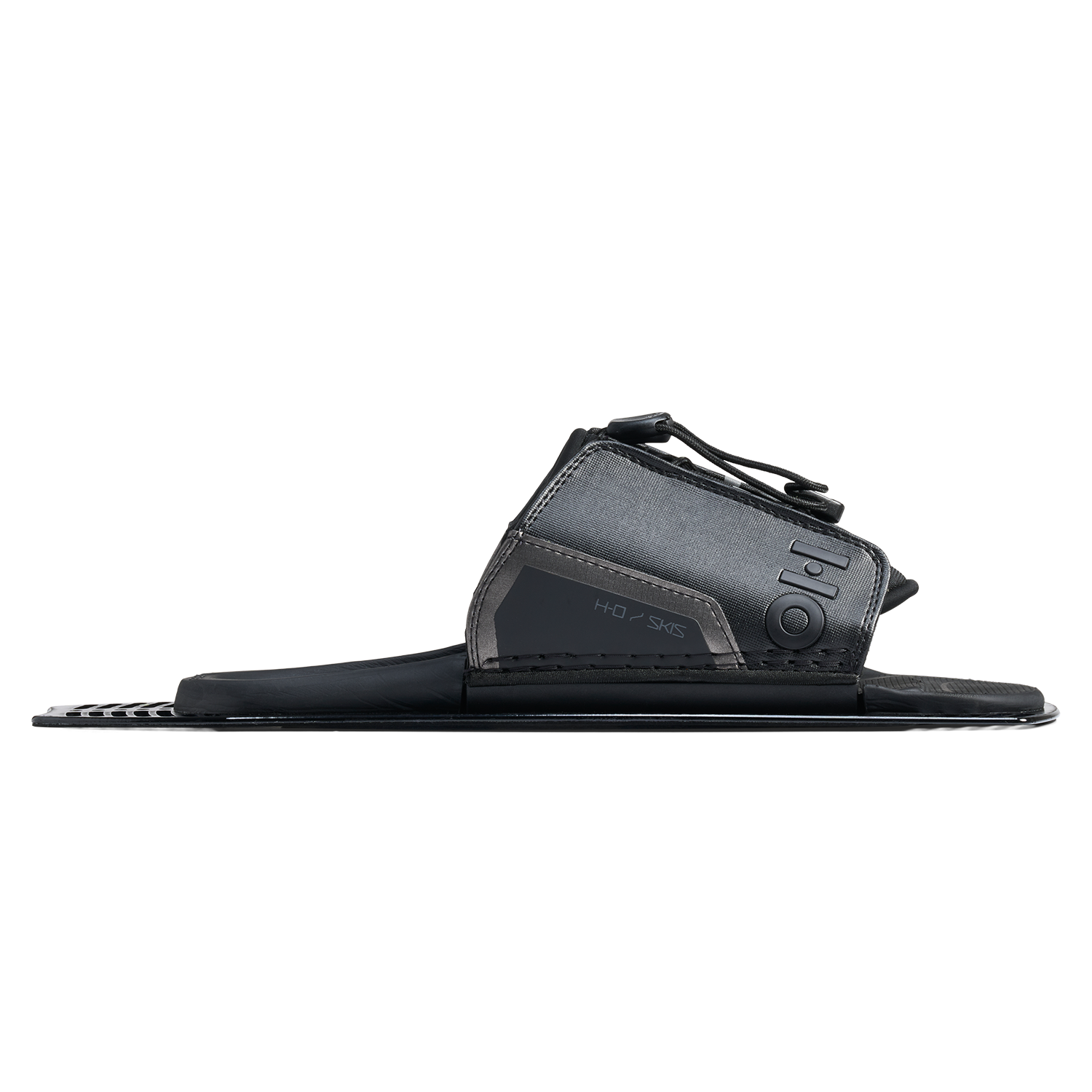 Side profile view of Stance Aluminum Adjustable Rear Toe Plate in black with streamlined base plate.
