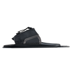 Side view of Stance Aluminum Adjustable Rear Toe Plate in black with logo detail and open toe.