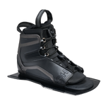 Angled view of Stance Aluminum Front Boot in black with lace system and reinforced side panels.