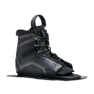 Angled view of Stance Aluminum Front Boot in black showing open toe and padded ankle support.
