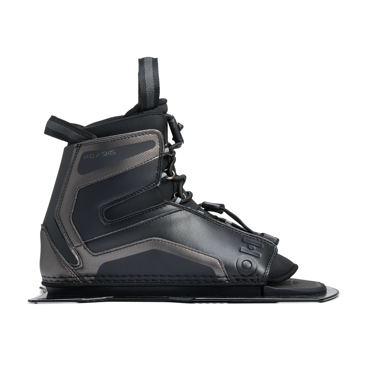 Side view of Stance Aluminum Front Boot in black with lace-up closure and structured design.