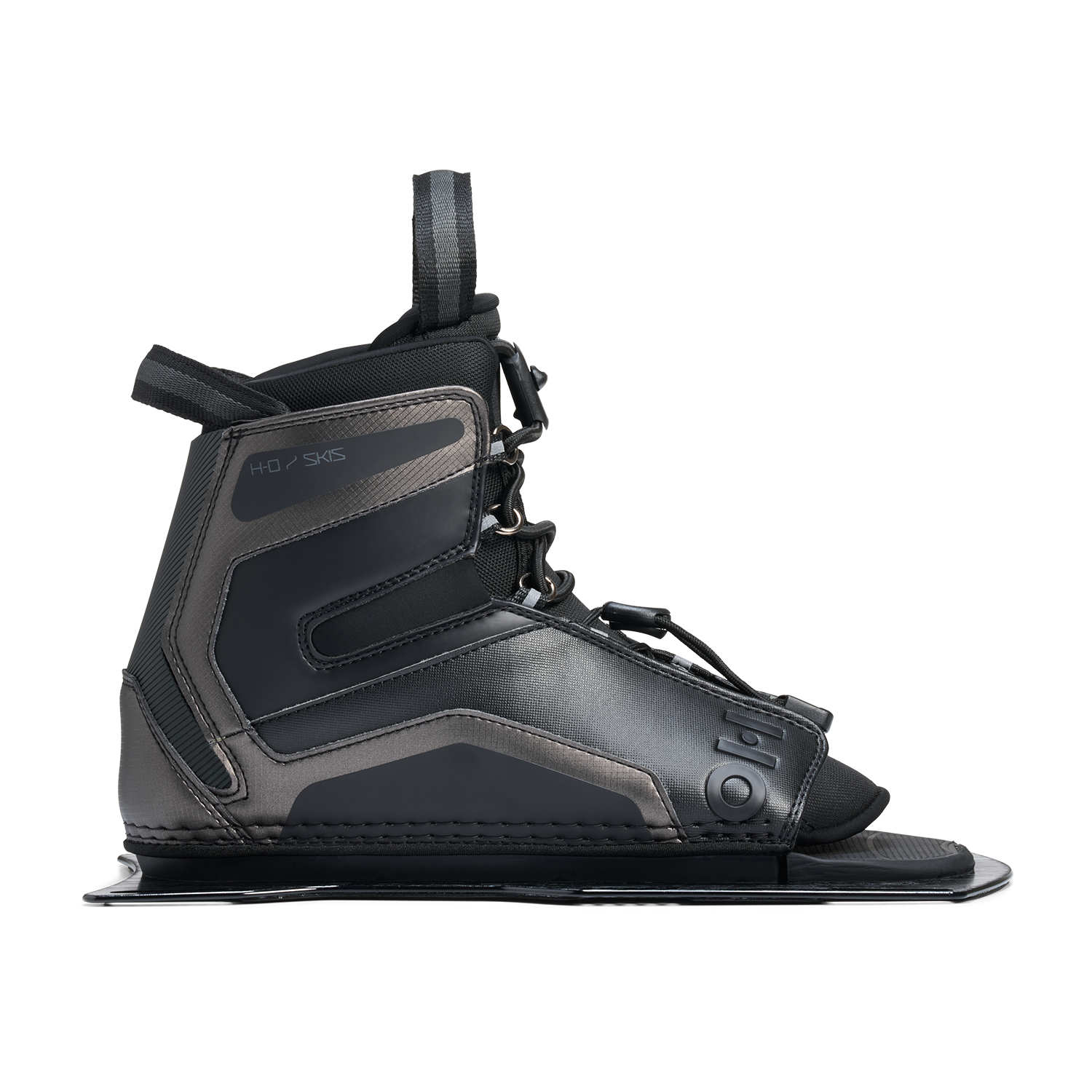 Side view of Stance Aluminum Front Boot in black with lace-up closure and structured design.