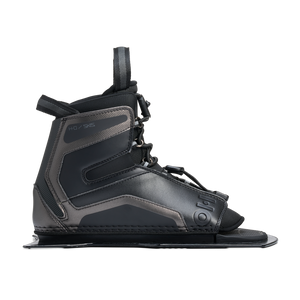 Side view of Stance Aluminum Front Boot in black with lace-up closure and structured design.
