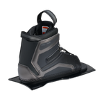 Rear angled view of Stance Aluminum Front Boot in black with pull loop and size label inside.