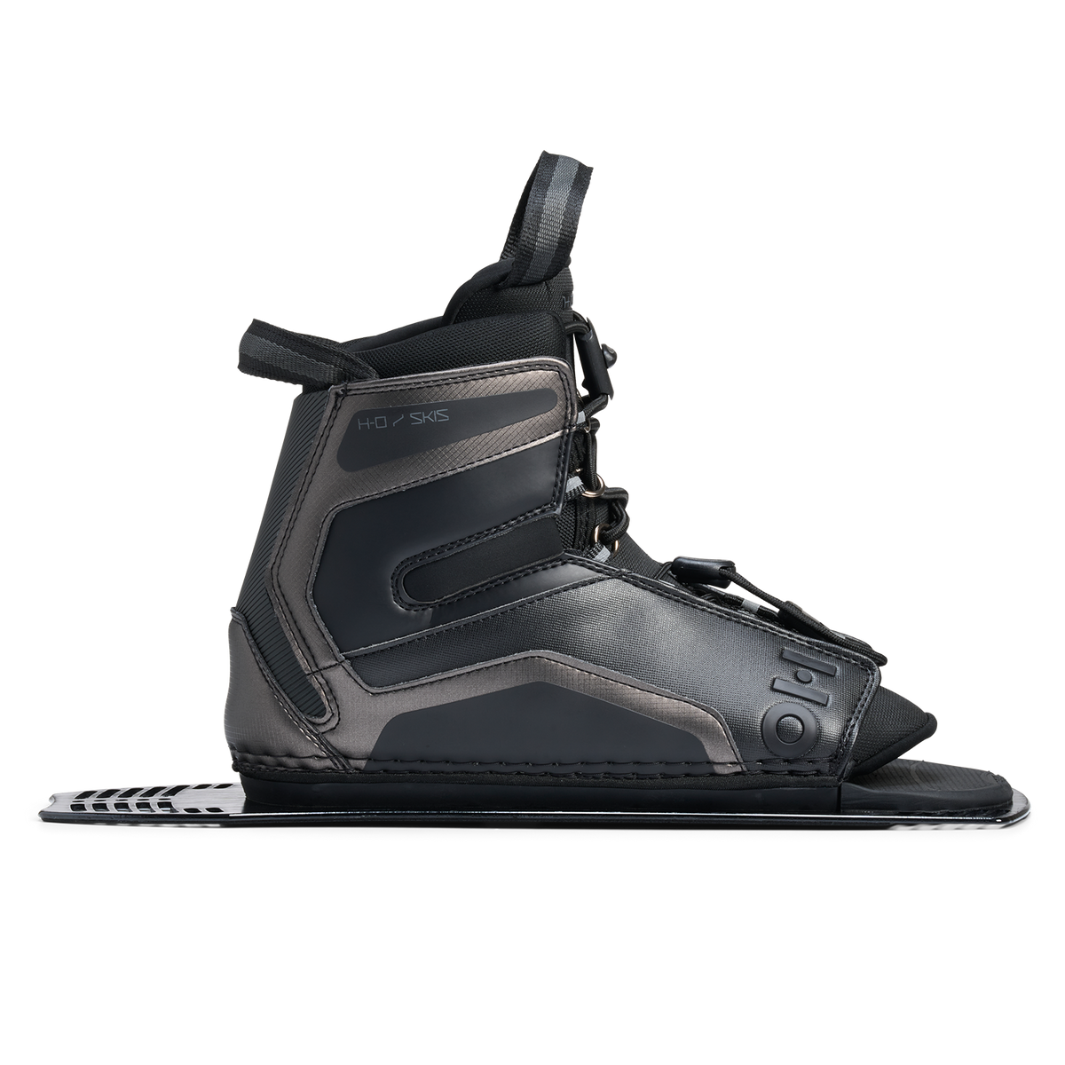Opposite side view of Stance Aluminum Rear Boot in black with logo detail and ankle padding.