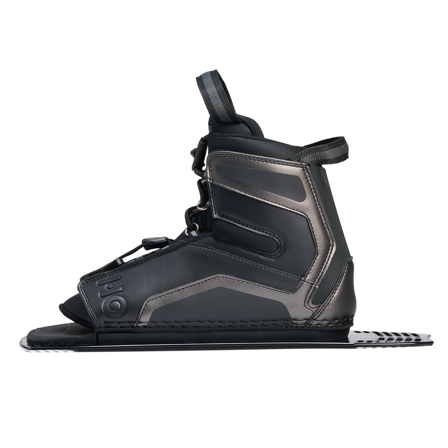 Side view of Stance Aluminum Rear Boot in black with lace-up design and reinforced panels.