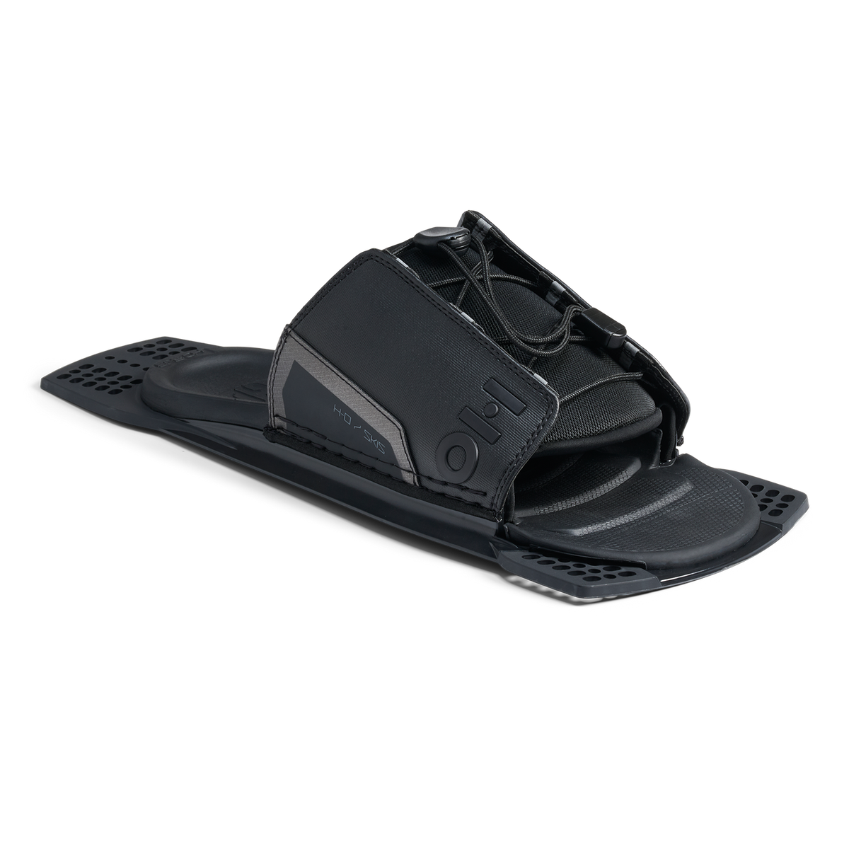 Angled view of Stance UltraLite Adjustable Rear Toe Plate in black and gray.
