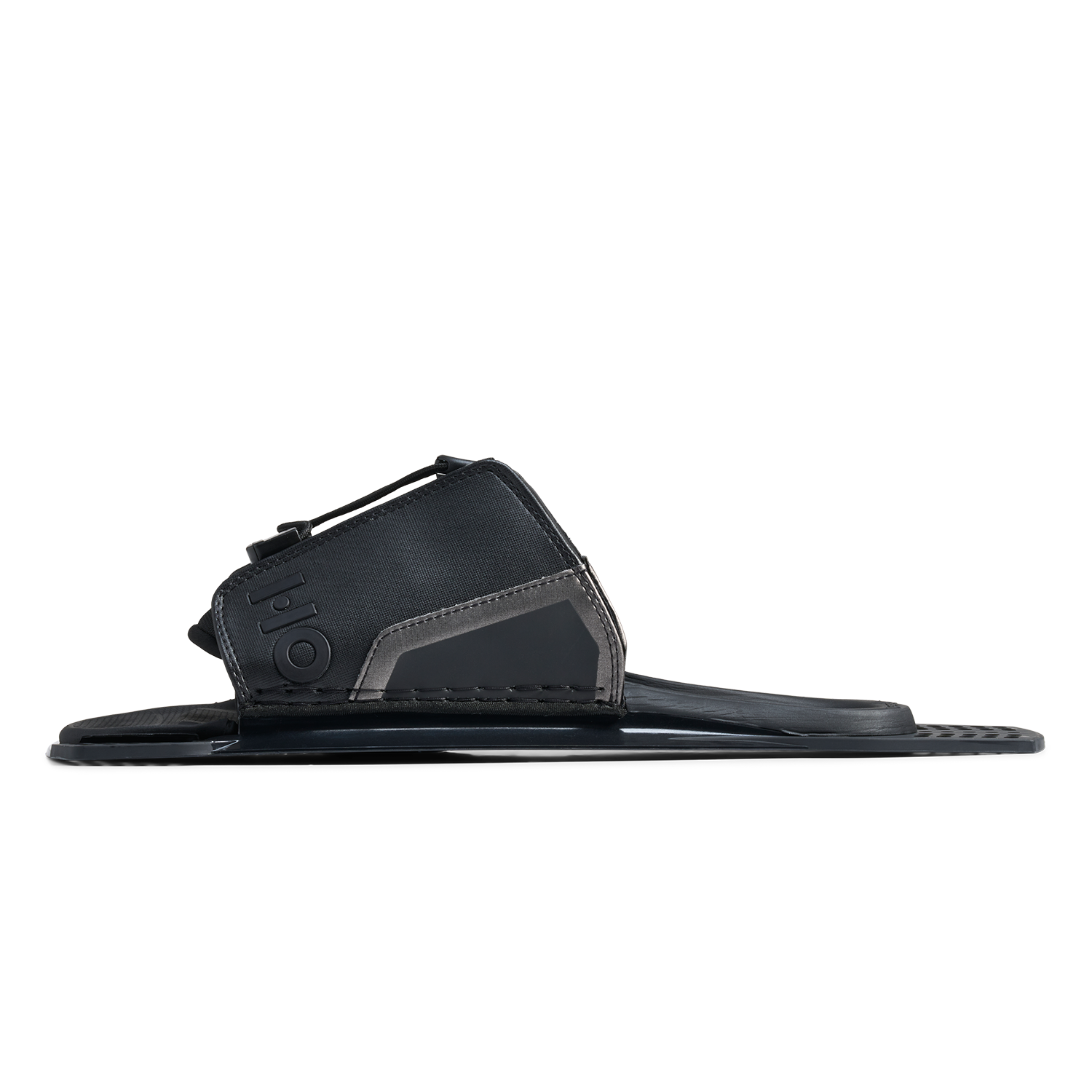 Side view of Stance UltraLite Adjustable Rear Toe Plate in black and gray.