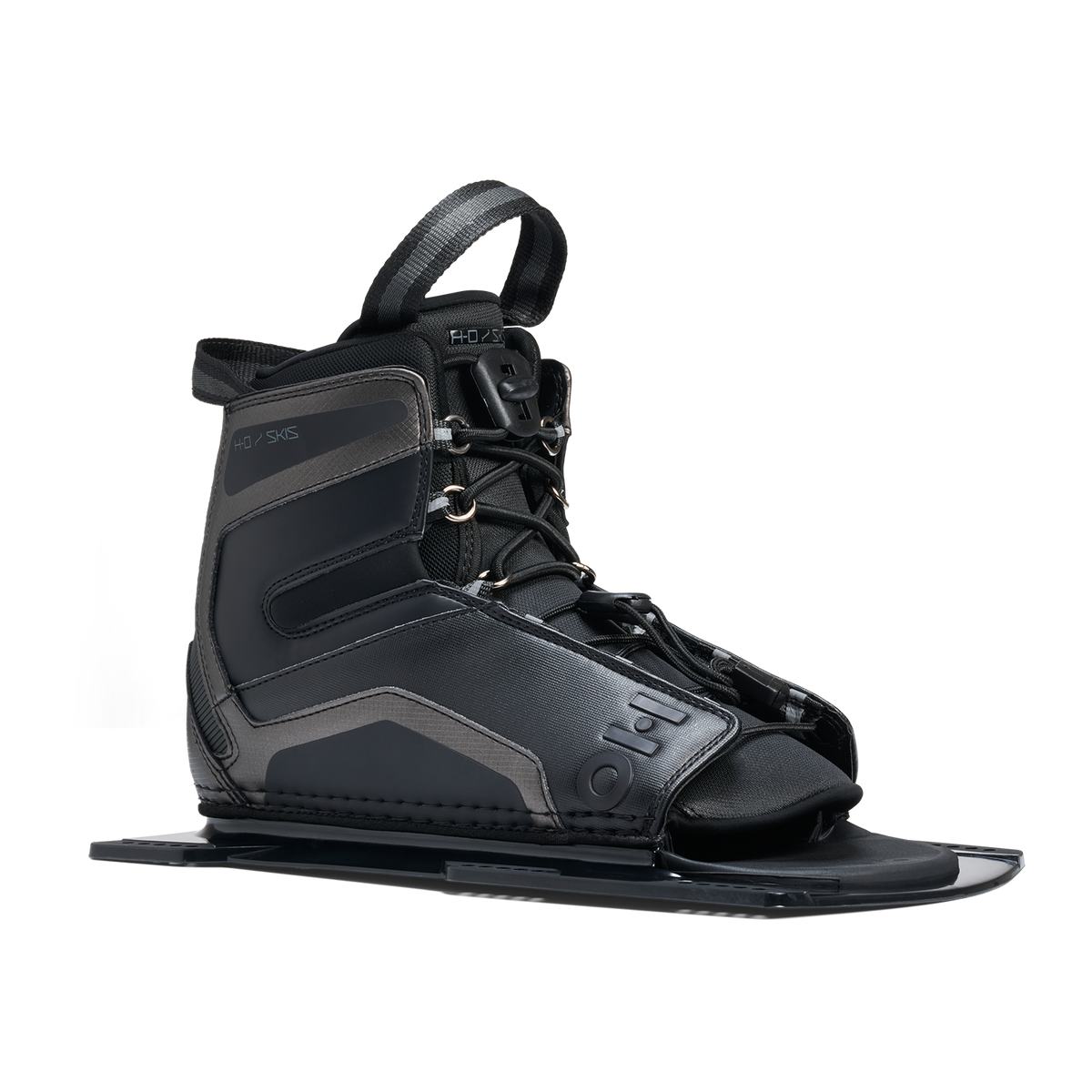 Angled view of Stance UltraLite Front Boot in black with open toe and supportive high ankle.