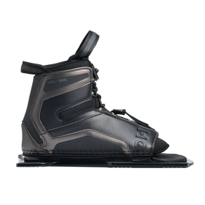 Side view of Stance UltraLite Front Boot in black showing lace system and textured overlays.