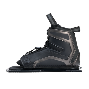 Opposite side view of Stance UltraLite Front Boot in black with stitched panels and pull loop.