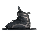 Left side view of Stance UltraLite Rear Boot in black with gray panel details on baseplate.