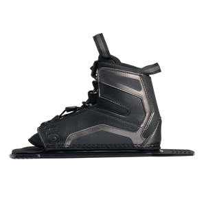 Left side view of Stance UltraLite Rear Boot in black with gray panel details on baseplate.