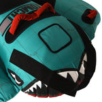 Detail view of Tomcat Tube shark face graphic on front section.