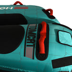 Angled detail view of Tomcat Tube with TOMCAT lettering and black pads.